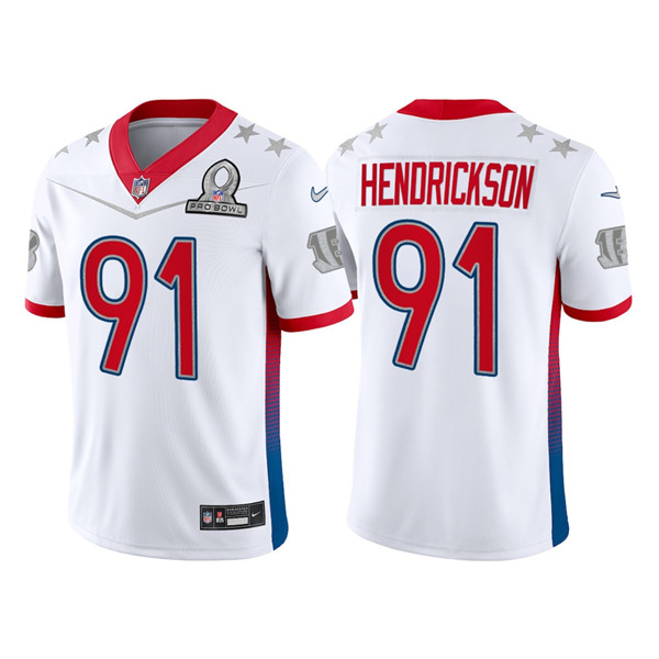 Men's White Cincinnati Bengals #91 Trey Hendrickson 2022 AFC Pro Bowl Stitched Jersey